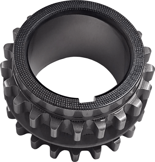 Boundary billet Coyote crankshaft timing sprocket with grip surface