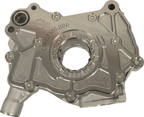 Boundary Ford Shelby GT500 Coyote V8 billet oil pump assembly, rear view